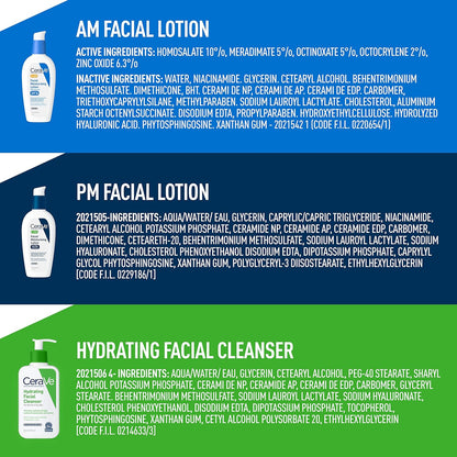CeraVe Skincare Set: Travel Size Face Wash and AM/PM Moisturizers