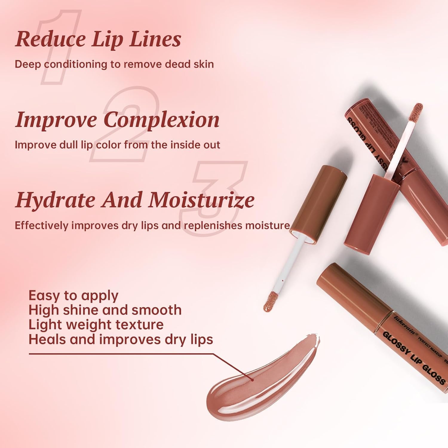 HOSAILY Nourishing Lip Gloss and Brown Lip Liner Duo, Hydrating Plumping Lip Glow Oil Set for Women, Moisturizing Lightweight Long-Lasting High Shine Lip Tint, Mini Liquid Lipstick Makeup Collection