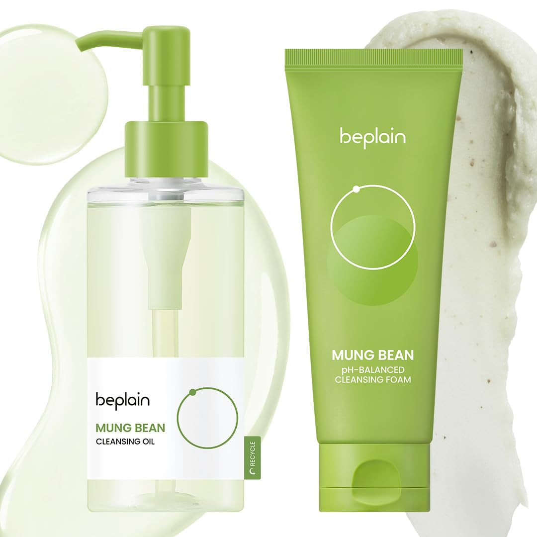 Beplain Mung Bean Double Cleansing Set: Oil (6.76 fl oz) & Face Wash (5.07 fl oz)