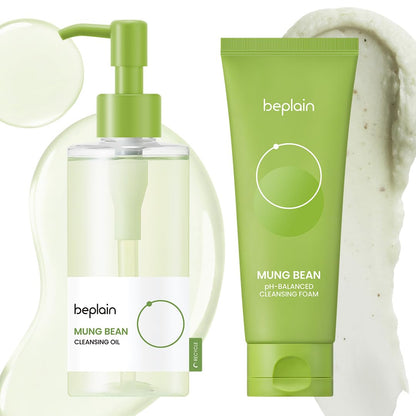 Beplain Mung Bean Double Cleansing Set: Oil (6.76 fl oz) & Face Wash (5.07 fl oz)