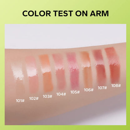 Beauty Glazed Lip Oil with Big Brush Head, Ultra-Hydrating and Nourishing Formula, Smooth Glossy Finish, Shiny Vegan Tinted Gloss, Non-Sticky (102# KISSY)