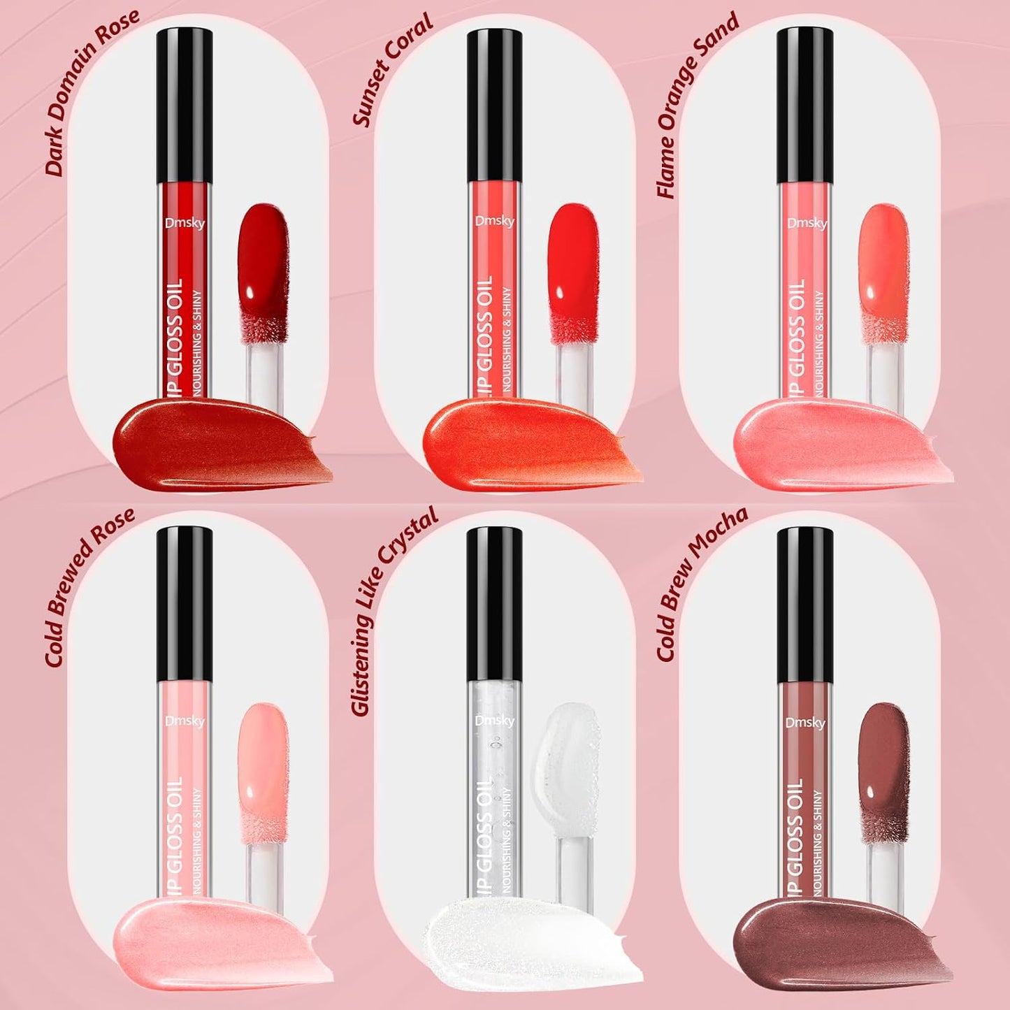 Dmsky 12-Piece Lip Gloss Collection: Moisturizing Lip Oils in 6 Vibrant Shades for Dry, Cracked Lips - Ideal for Girls and Women’s Makeup