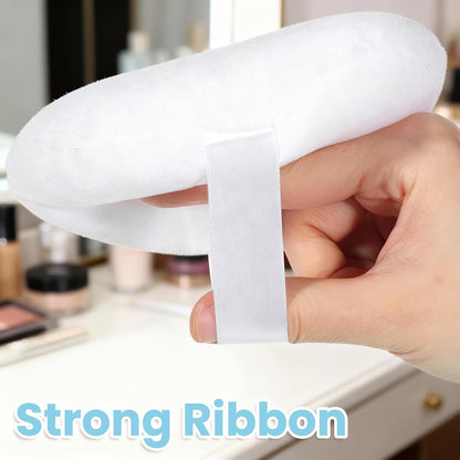 3-Pack Large Velour Makeup Sponges - 5-Inch Washable and Reusable Soft Fluffy Sponges for Face Cleaning and Foundation Blending - White