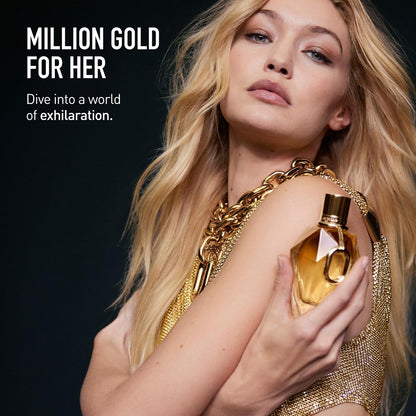 Rabanne Million Gold Eau De Parfum for Women - Long-Lasting Refillable Designer Fragrance with Notes of Sparkling Rose, White Flowers, and Salty Mineral Musk - Luxury Perfume