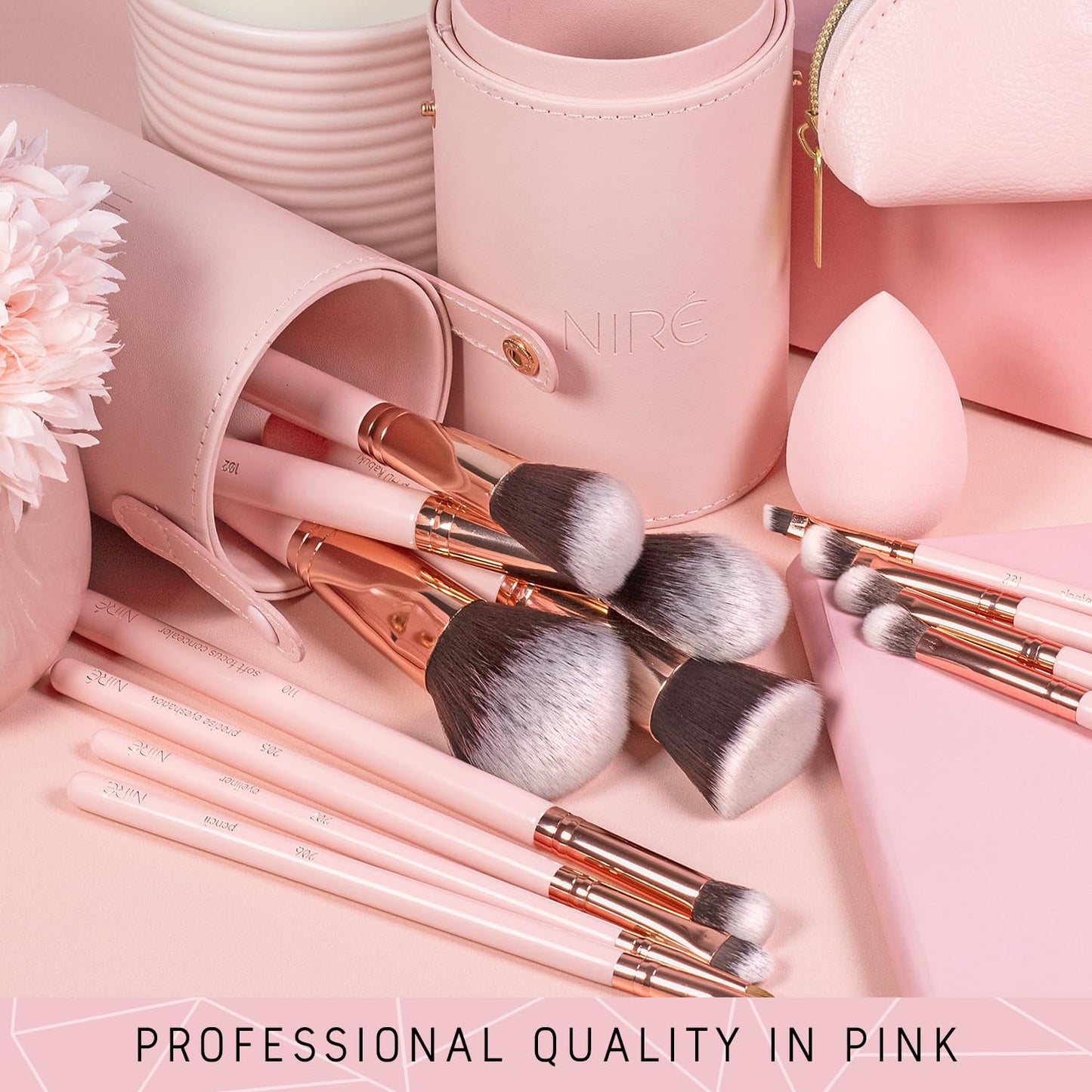 Beauty Cute Makeup Brush Set for Teen Girls, 15 Piece, Pink