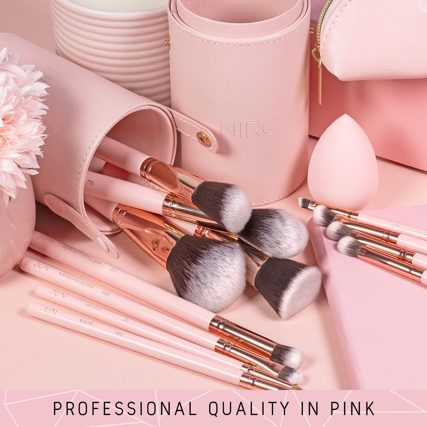 Beauty Cute Makeup Brush Set for Teen Girls, 15 Piece, Pink