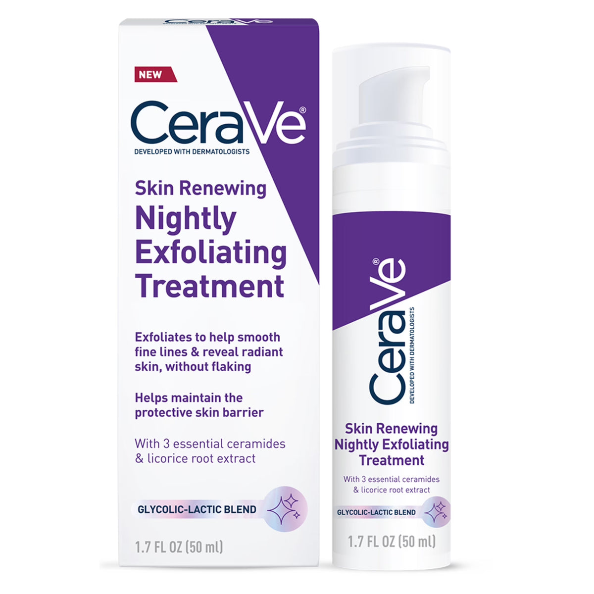 Skin Renewing Nightly Exfoliating Treatment Anti-Aging Face Serum, 1.7 Fl Oz