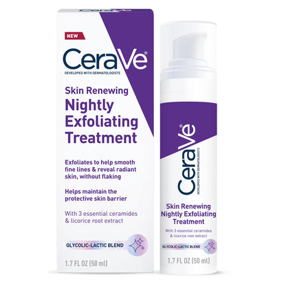 Skin Renewing Nightly Exfoliating Treatment Anti-Aging Face Serum, 1.7 Fl Oz