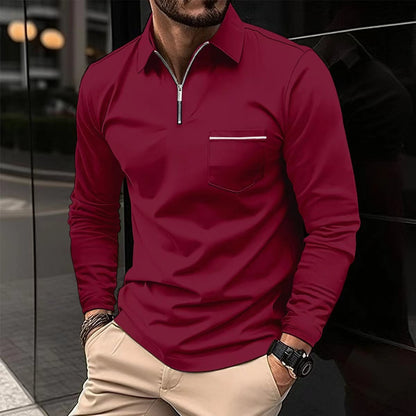 Men's Long Sleeve Zip Collar Shirt