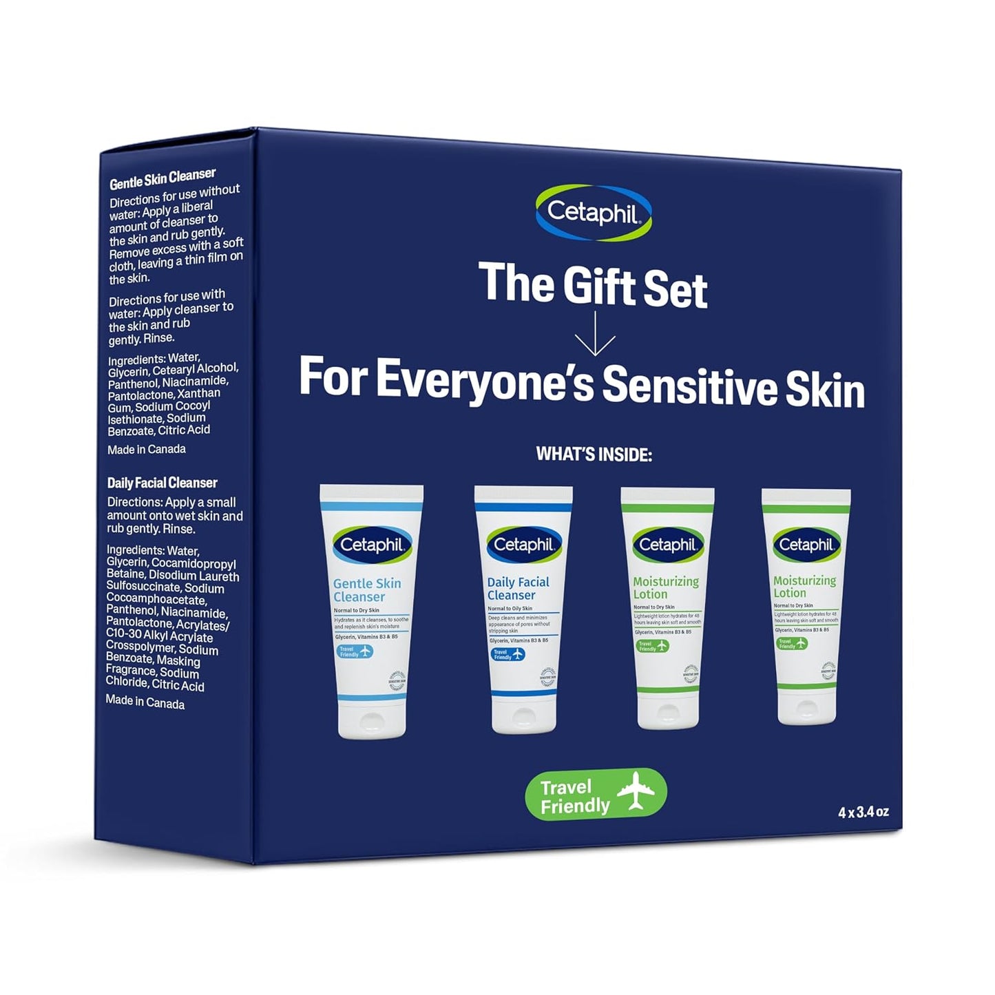 Cetaphil Sensitive Skin Care Gift Set: Gentle Cleanser and Moisturizer TSA-Approved Kit