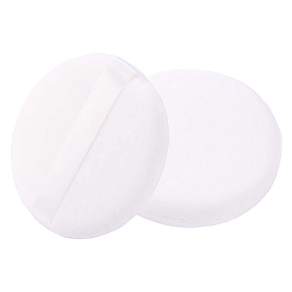 WSYUB Large Velour Powder Puffs - 4.13 Inch Soft Body Powder Applicators, 2 Pack, White, Round