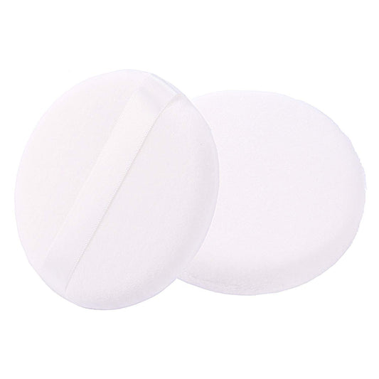 WSYUB Large Velour Powder Puffs - 4.13 Inch Soft Body Powder Applicators, 2 Pack, White, Round