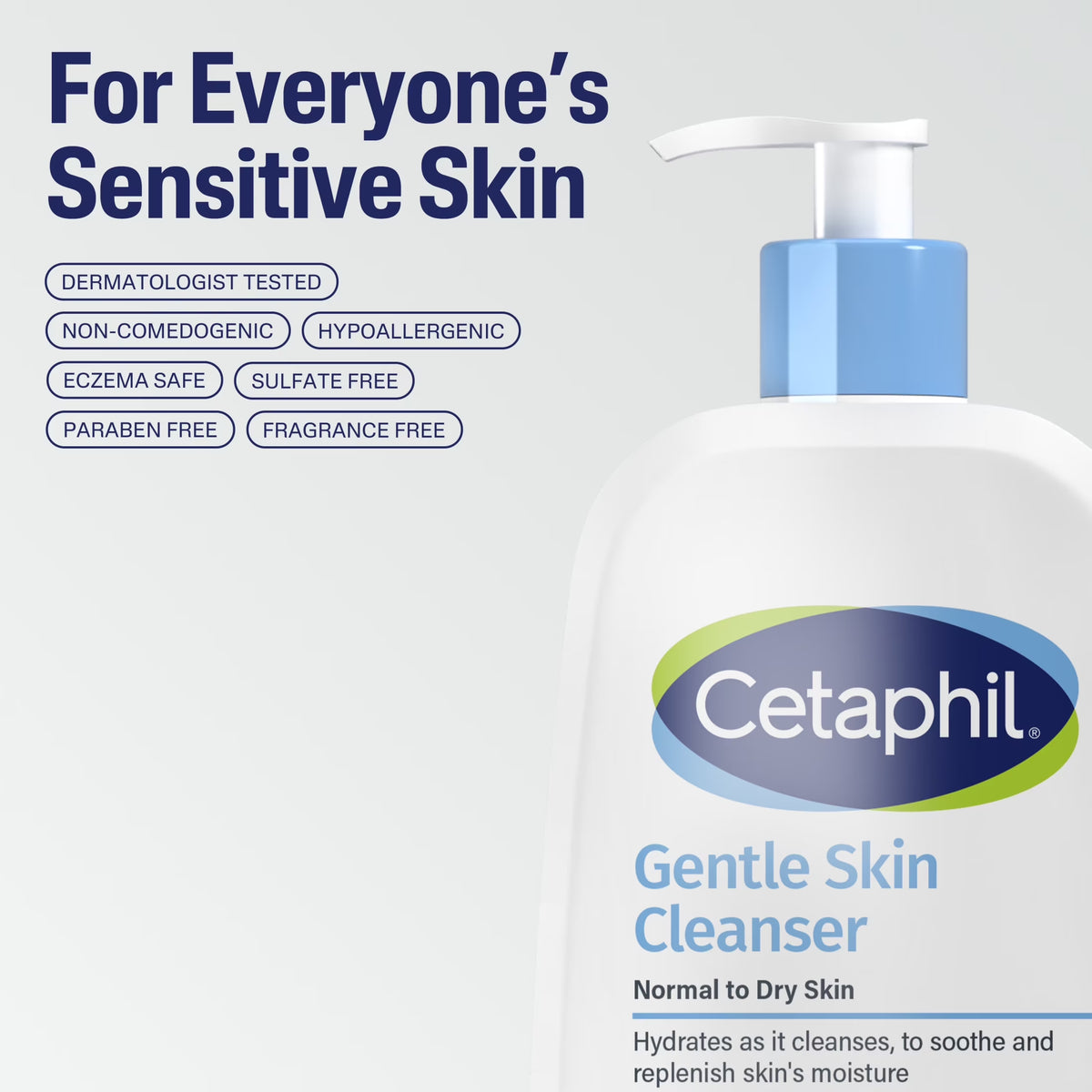 Hydrating Gentle Skin Cleanser for Dry to Normal Sensitive Skin, 16 Fl Oz