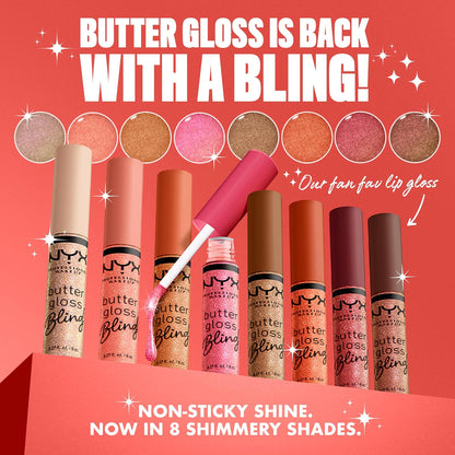 NYX Professional Makeup Butter Gloss Bling - Non-Sticky, Shiny Vegan Lip Gloss for a Radiant Finish