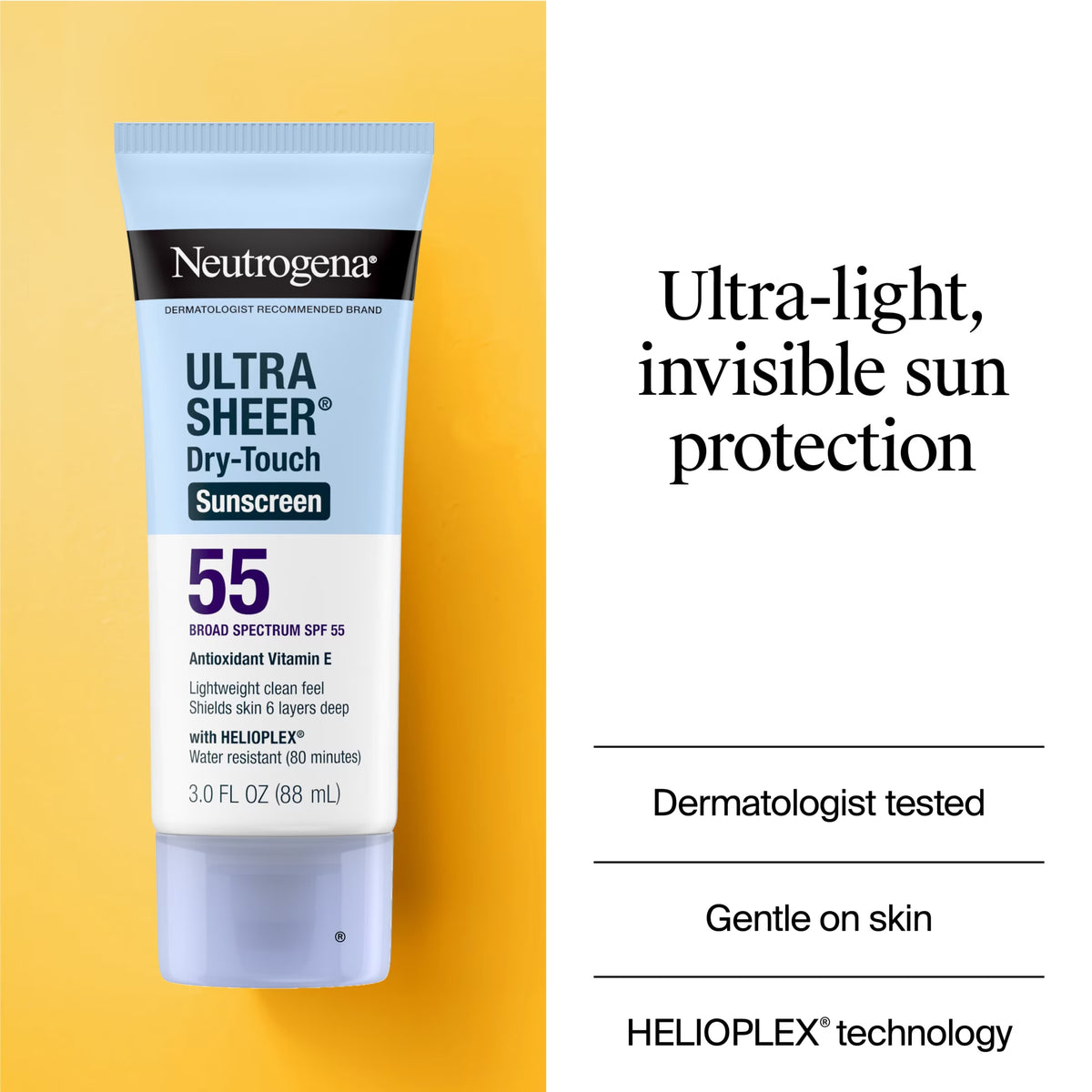 Ultra Sheer Body Sunscreen Lotion SPF 55, Travel Size, 3 Fl Oz