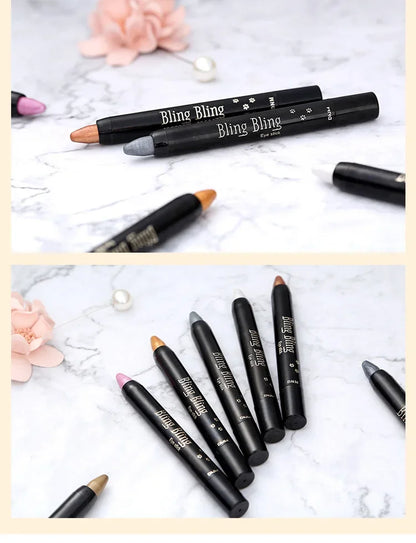 Bling Eye Shadow Pen 16 Colors Eyeshadow Stick Eyeshadow Palettes Women Bling Silkworm Pen Pearlescent Eye-Shadow Glitter Pencil
