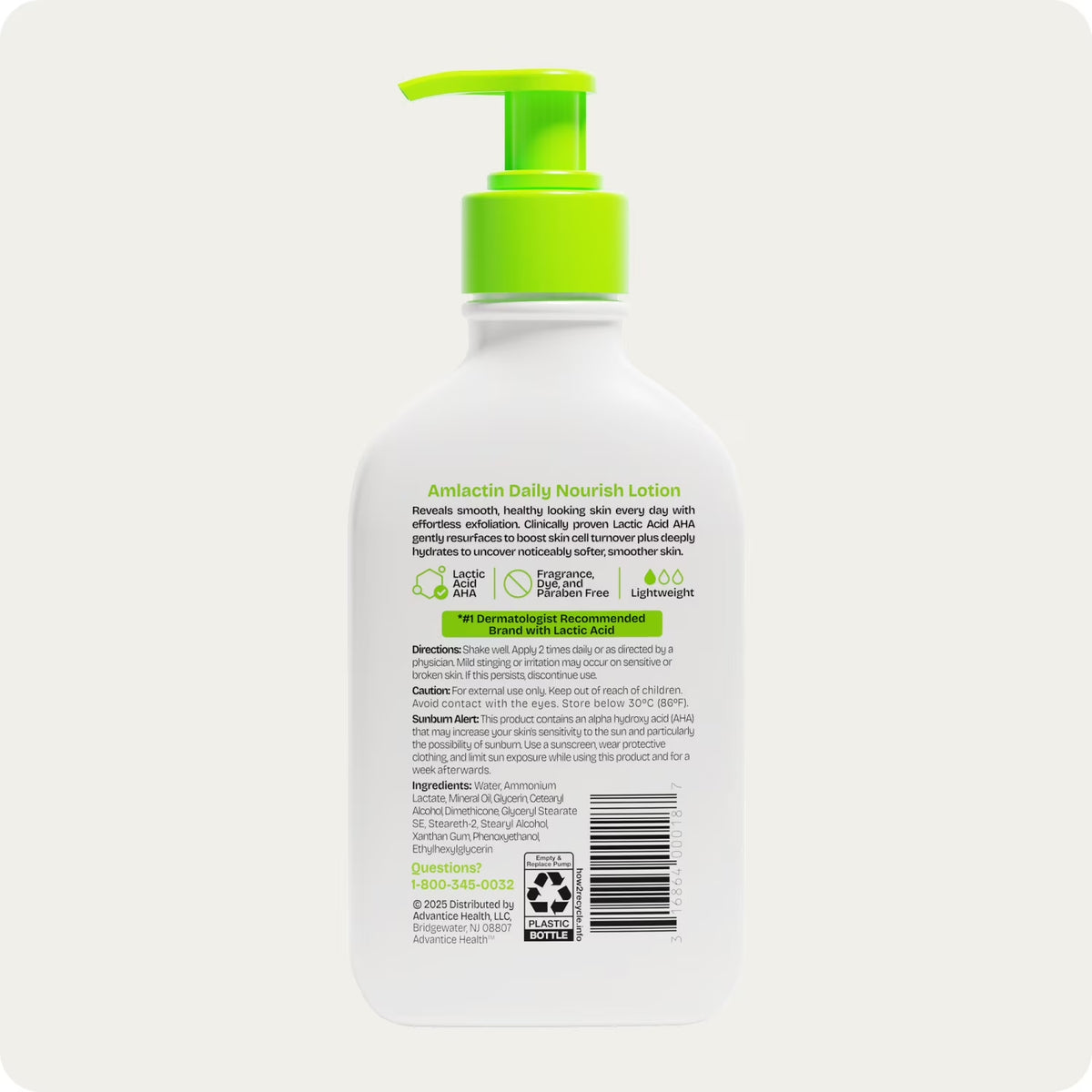 Daily Nourish Body Lotion with 12% Lactic Acid for Dry Skin, Exfoliating Formula, 7.9 Oz