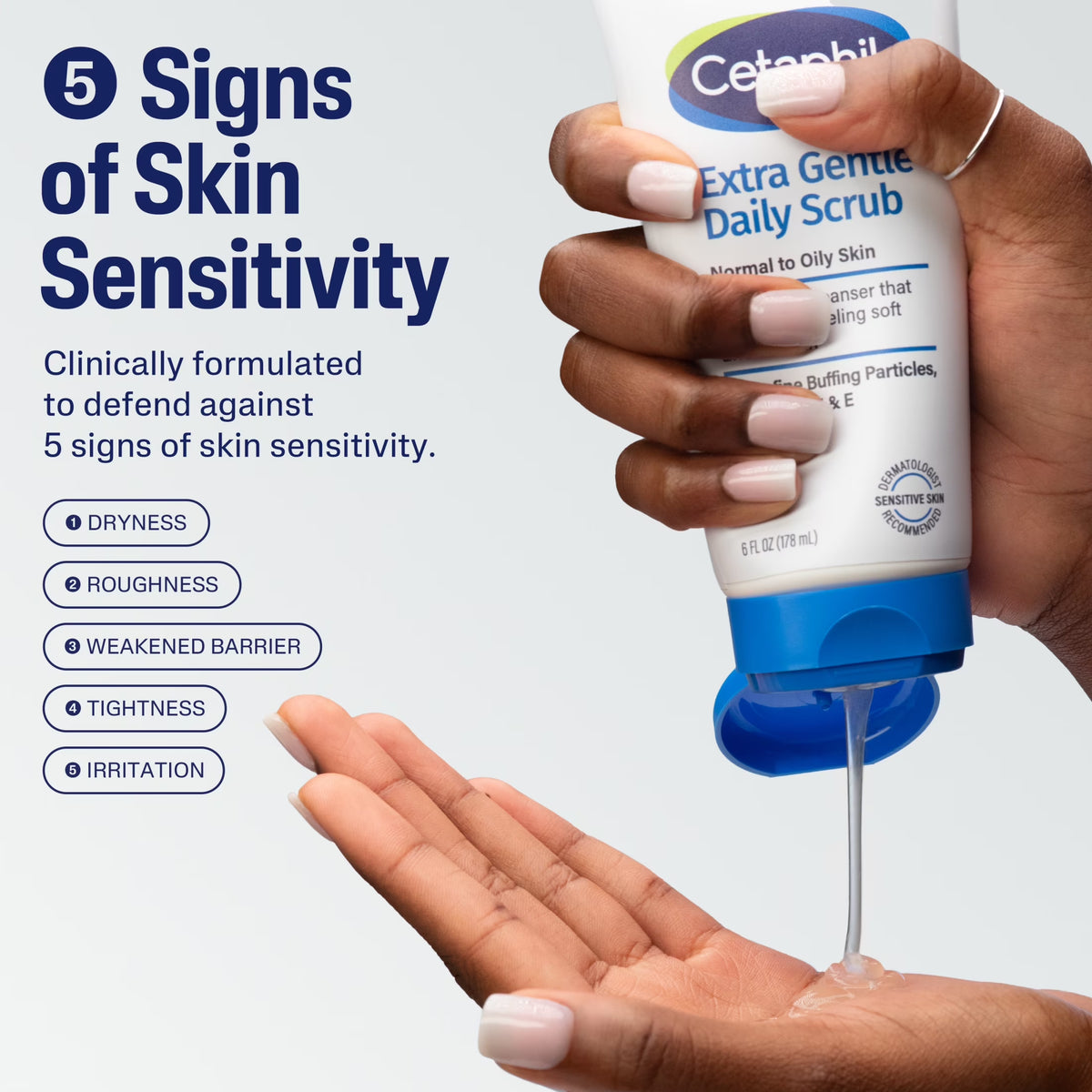 Extra Gentle Daily Face Scrub for Sensitive Skin, 6 Fl Oz - Exfoliating and Cleansing Formula