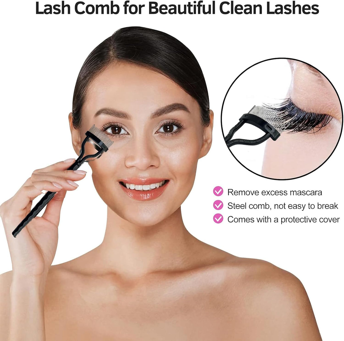 MUIIGOOD Professional Eyelash Curlers Kit for Women with Curler, Eyelash Comb, Eyeshadow Brush, Extension Tweezers, Foldable Eyebrow Razor, and 10 Silicone Refill Pads for Natural Lashes