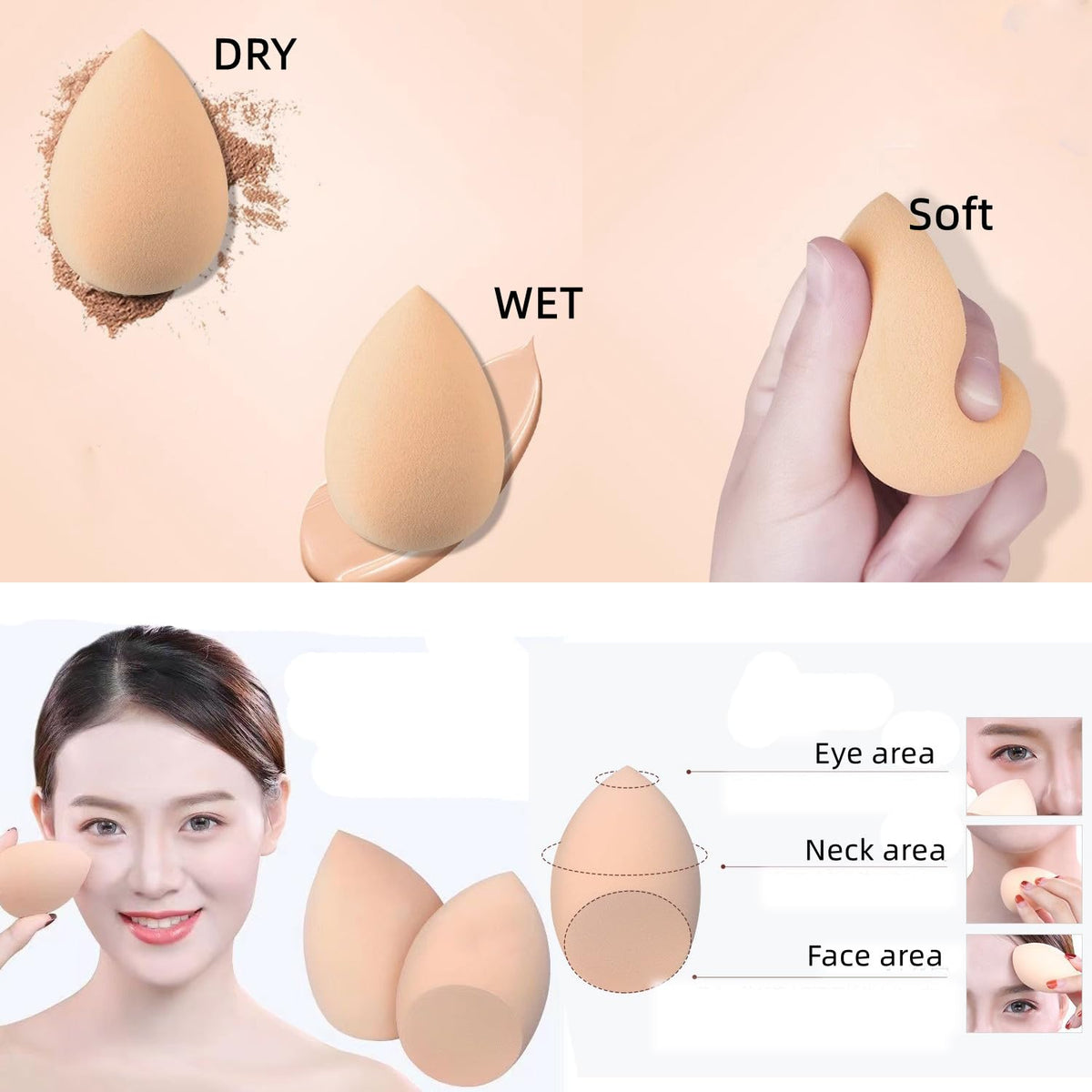 18-Piece Makeup Sponge Set - Cosmetic Applicators for Powder, Cream, and Liquid Foundations