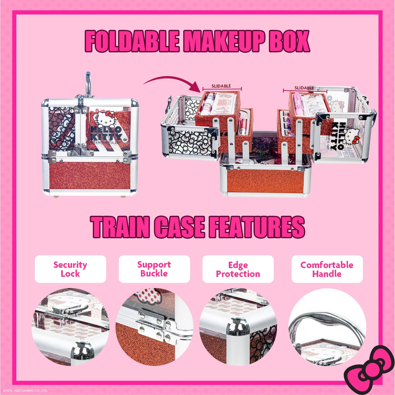 Hello Kitty Deluxe Beauty Train Case for Girls Ages 3 and Up by