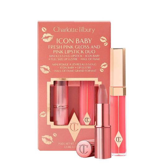 Charlotte Tilbury Icon Baby Lip Duo Set - Mini Lipstick and Full-Size Gloss