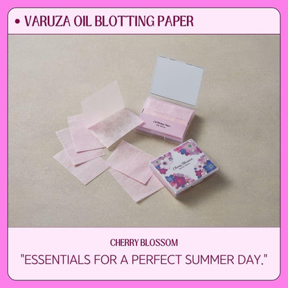 Cherry Blossom Natural Oil Blotting Paper with Mirror Case - 100 Sheets, Korean Skincare Essential