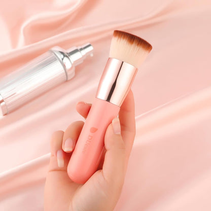 Foundation Brush for Liquid Makeup,Flat Top Kabuki Foundation Brushes - Premium Makeup Brush for Liquid, Cream, Powder,Buffing, Blending,Pink