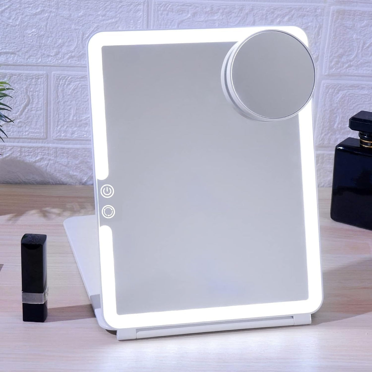 Funtoch 2500mAh Rechargeable Large Travel Makeup Mirror with Integrated Lighting
