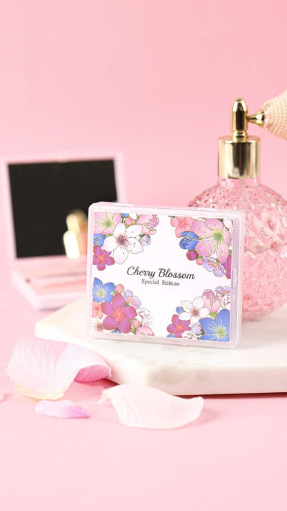 Cherry Blossom Natural Oil Blotting Paper with Mirror Case - 100 Sheets, Korean Skincare Essential