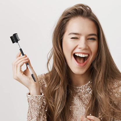 Triple-Head Eyebrow and Eyelash Shaping Tool with Dual-Head Comb and Brush