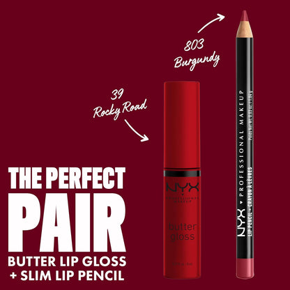 NYX Professional Makeup Butter Gloss - Non-Sticky Lip Gloss in Rocky Road (Wine)