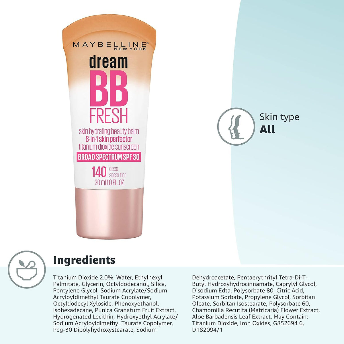 Maybelline Dream Fresh BB Cream, SPF 30, 1 fl oz