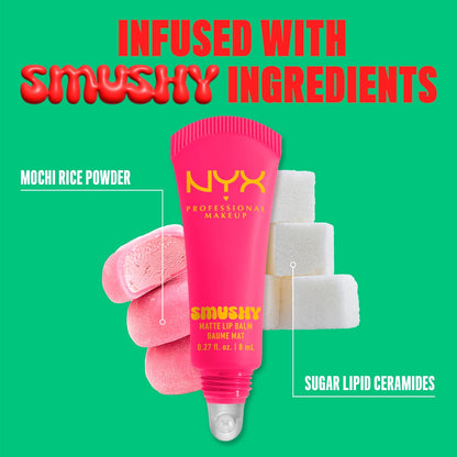 NYX Professional Makeup Smushy Matte Lip Balm - Tinted Lip Moisturizer with Soft Matte Finish in Sweet Smack (Mid-Tone Pink)