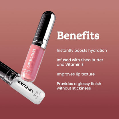 Lip Elixir Hydrating Lip Gloss, High-Shine, Bunny Tongue (Pink)