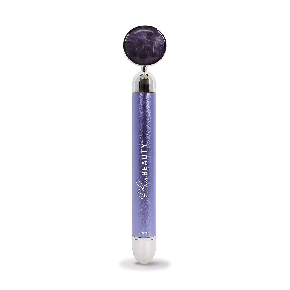 Plum Beauty Amethyst Rose Quartz Vibrating Facial Massager for Enhanced Skin Tightness and Tone