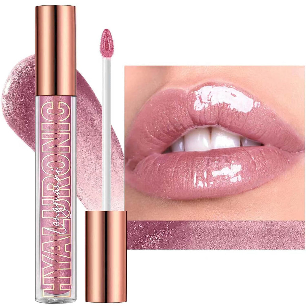 Pink Glitter Lip Gloss - Hydrating Plumping Tinted Formula for Women and Girls - High Pigment, Long Lasting Oil Shimmer (Shade 03)