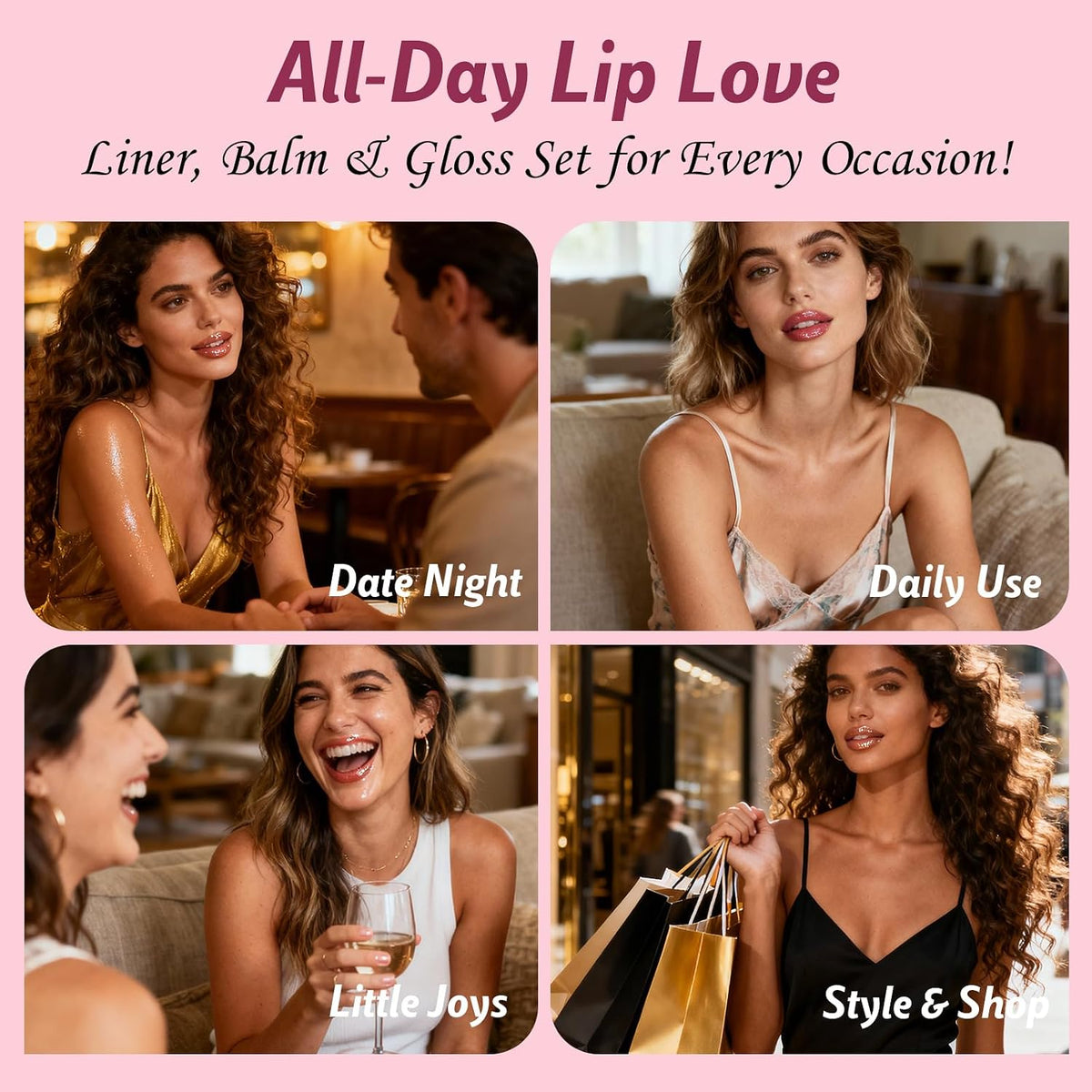 KIMUSE Sweet Fig Lip Combo Set - 3 Pack of Lip Liner, Lipstick, and Gloss