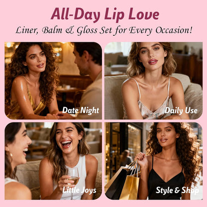KIMUSE Sweet Fig Lip Combo Set - 3 Pack of Lip Liner, Lipstick, and Gloss