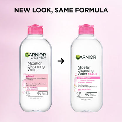 SkinActive All-in-One Micellar Cleansing Water Makeup Remover and Face Cleanser, 13.5 Fl Oz