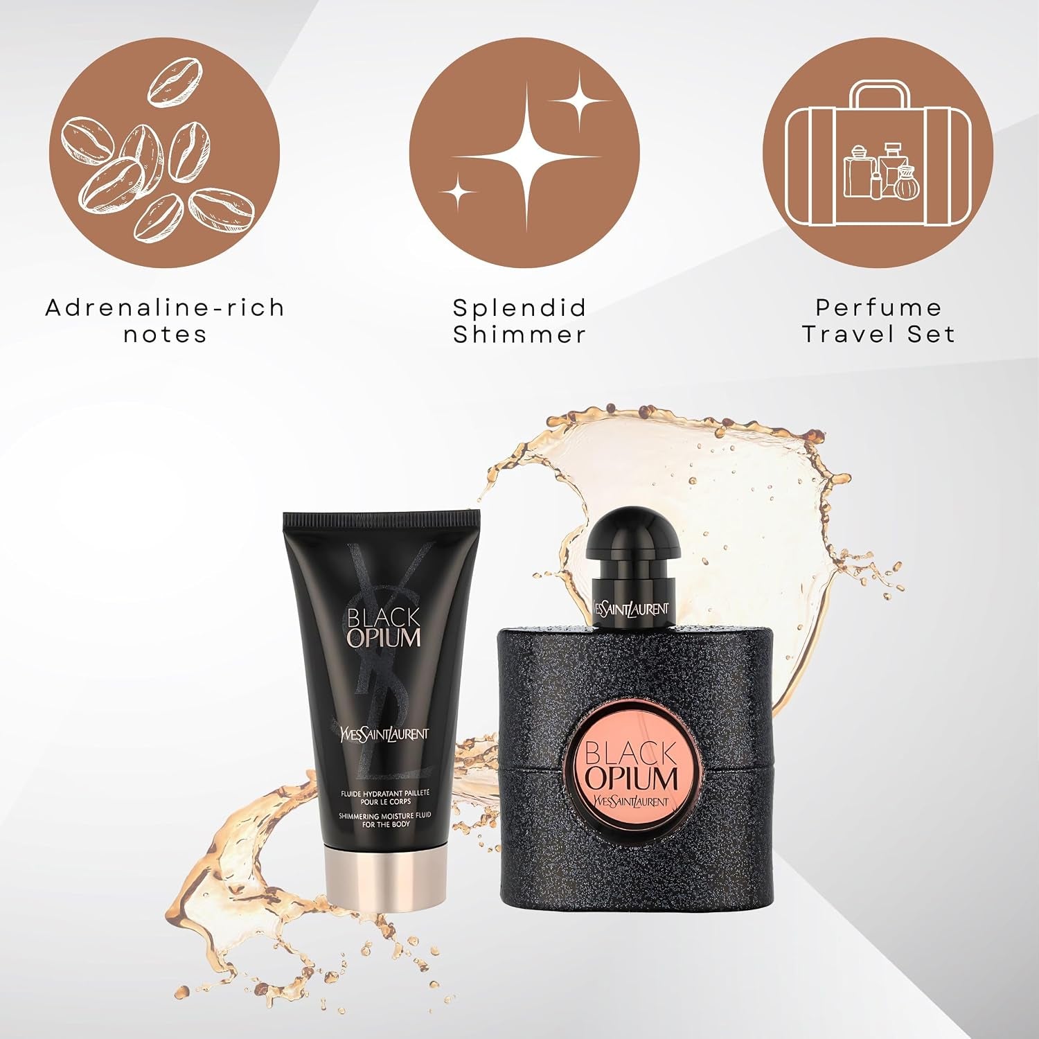 Yves Saint Laurent Black Opium Eau De Parfum Spray 50ml and Shimmering Moisturizing Fluid 50ml Set