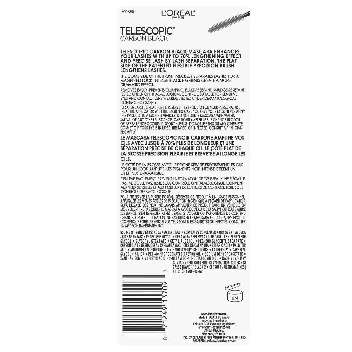 L'Oreal Paris Telescopic Original Lengthening Mascara, 0.27 Fl Oz