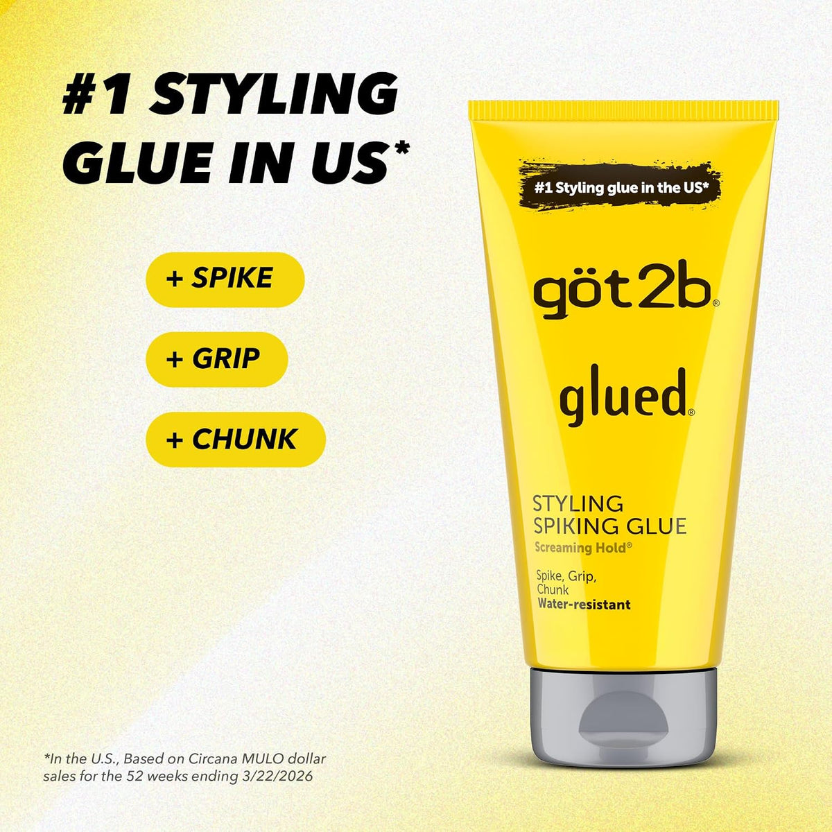 Got2B Glued Styling Spiking Hair Gel, 6 oz Tubes - Set of 2 with Bonus 1.25 oz Travel Tube