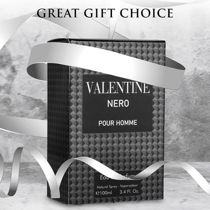 Valentine Nero for Men, Woody Aromatic Cologne, 3.4 Fl Oz
