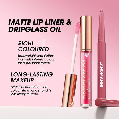 12-Piece Lip Liner and Gloss Collection, Hydrating Lip Oil Duo, Tinted Plumping Formula