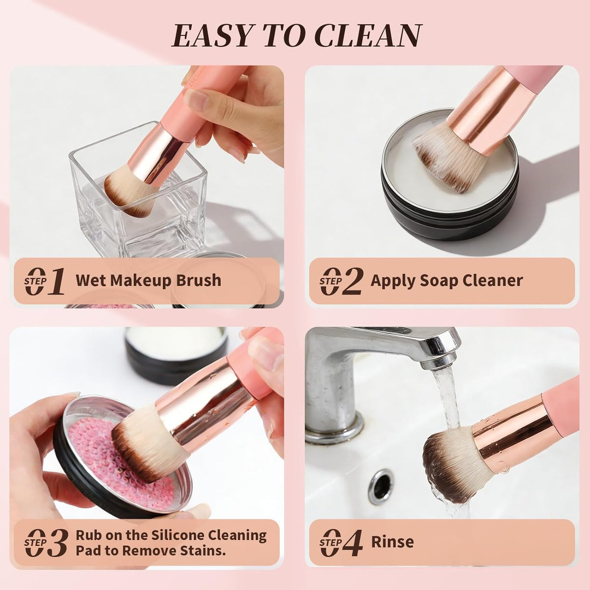 Foundation Brush for Liquid Makeup,Flat Top Kabuki Foundation Brushes - Premium Makeup Brush for Liquid, Cream, Powder,Buffing, Blending,Pink