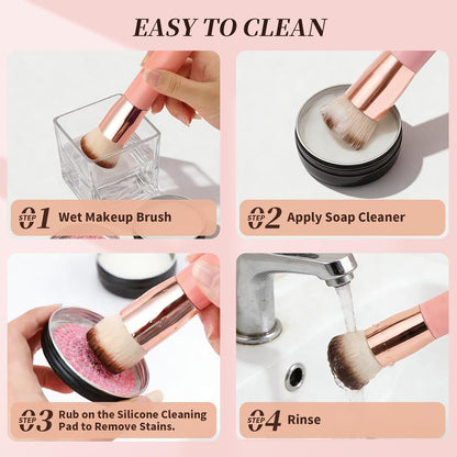 Foundation Brush for Liquid Makeup,Flat Top Kabuki Foundation Brushes - Premium Makeup Brush for Liquid, Cream, Powder,Buffing, Blending,Pink