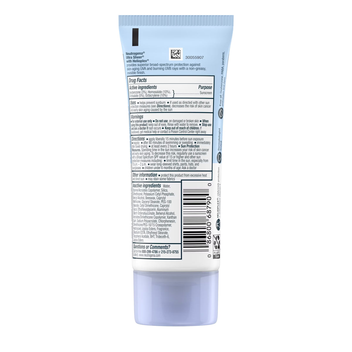 Ultra Sheer Body Sunscreen Lotion SPF 55, Travel Size, 3 Fl Oz