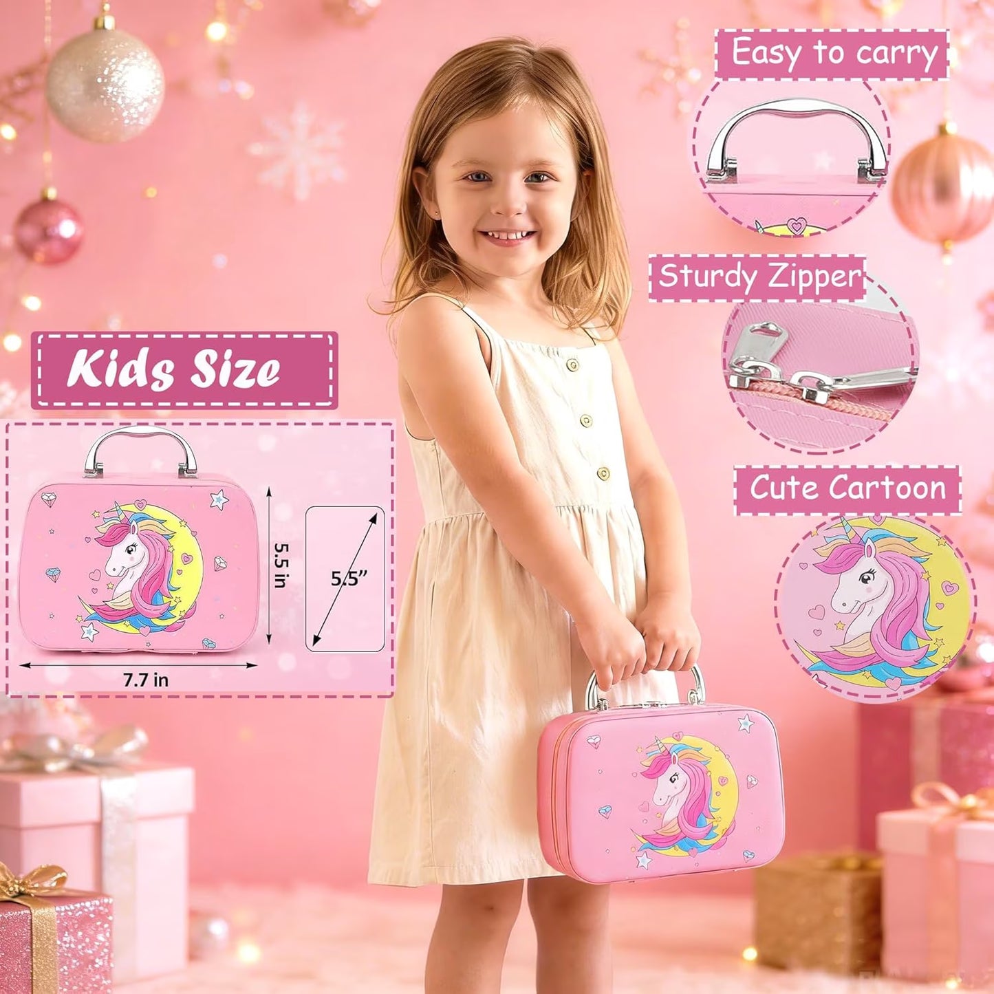 Children's Washable Makeup Kit - Princess Dress-Up Toys for Girls Ages 3-12, Ideal Birthday Gift