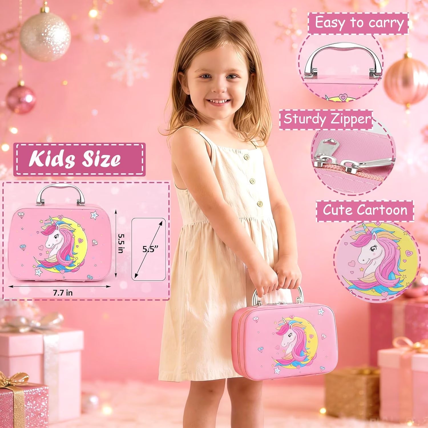 Children's Washable Makeup Kit - Princess Dress-Up Toys for Girls Ages 3-12, Ideal Birthday Gift